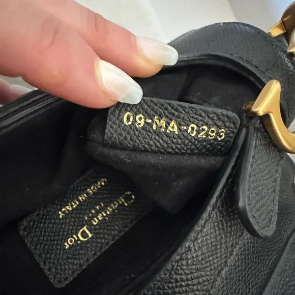 Like New 💕 DIOR Mini Saddle Bag Black Grained Calfskin Leather Gold Shoulder Bag - Picture 5 of 16